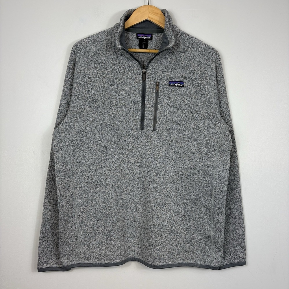 Patagonia Men's Better Sweater 1/4 Zip Sz L Heathered Gray Pullover Long Sleeve
